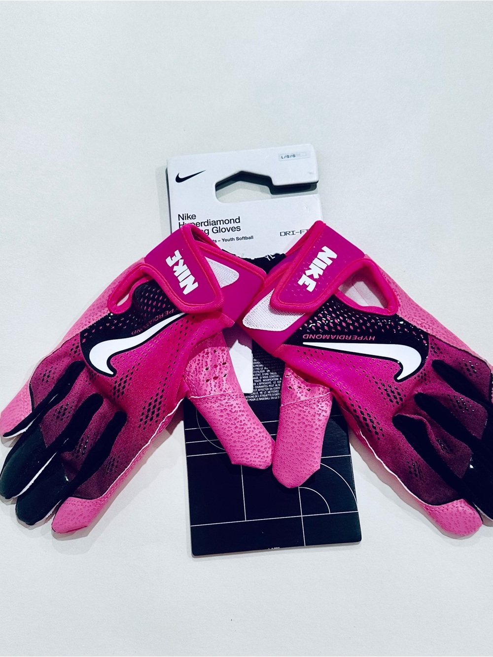 Nike Women's Pink and Black Hyperdiamond Batting Gloves